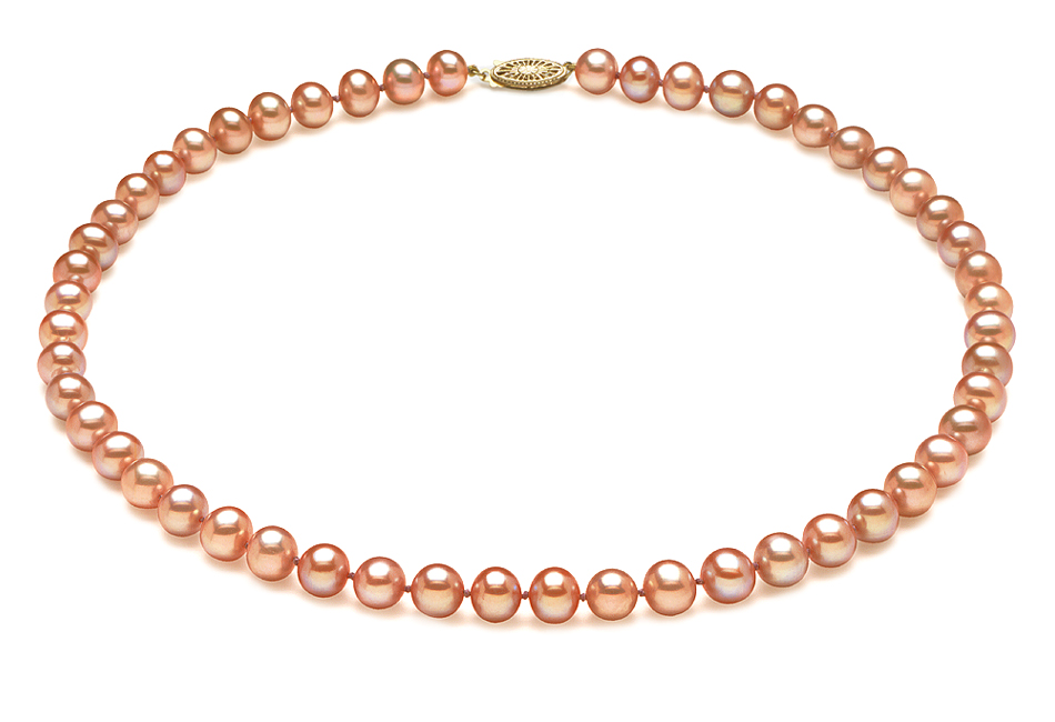 8 x 9 mm Pink Round Freshwater Pearl Necklace