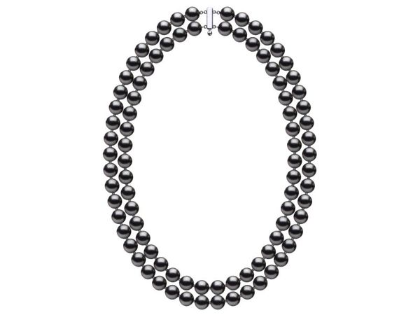 8 x 9mm Black Freshwater Double Strand Pearl Choker