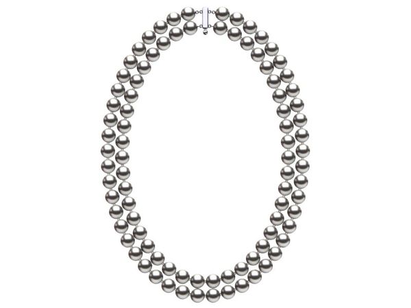 8 x 9mm Grey Freshwater Double Strand Pearl Choker