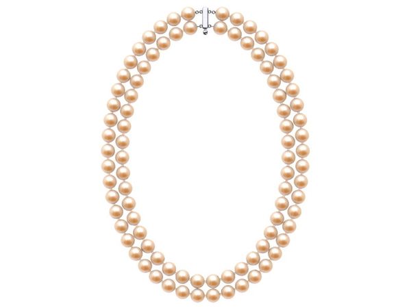 8 x 9mm Peach Freshwater Double Strand Pearl Choker