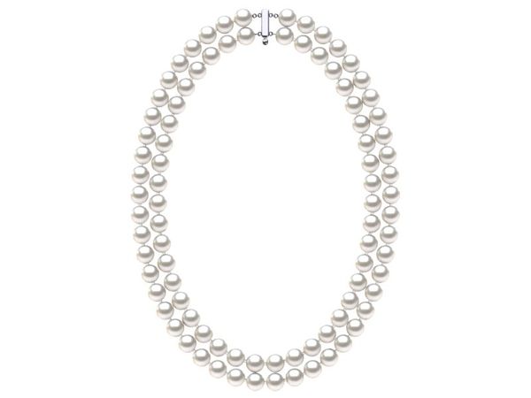 8 x 9mm White Freshwater Double Strand Pearl Choker