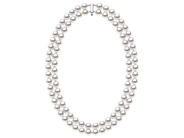8 x 9mm White Rose Freshwater Double Strand Pearl Choker