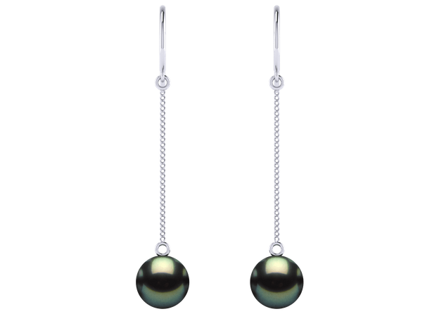 9.0 mm AAA Tahitian Pearl Threader Earrings