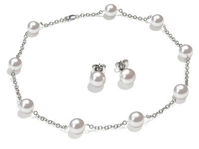 9 x 9.5 mm White South Sea Cultured Pearl Tin Cup Necklace