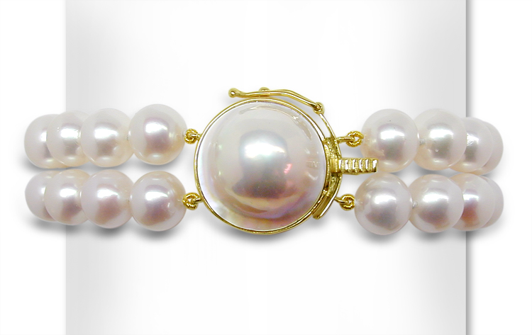 9mm Freshwater Pearl Bracelet w/Mabe Clasp