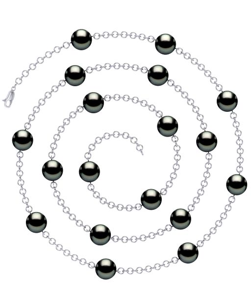 9mm x 10mm Tahitian Pearl Opera Tin Cup Necklace 32