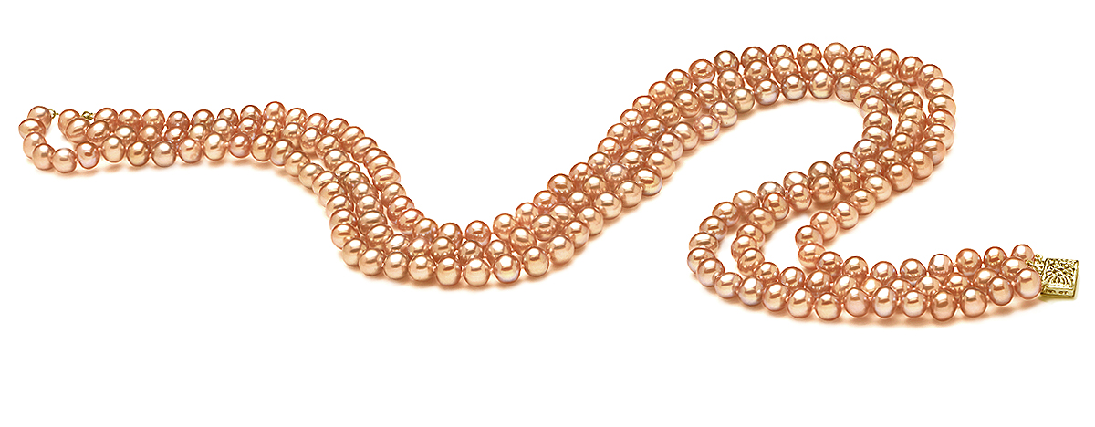 AAA 6 x 7 mm Pink Round Freshwater Pearl Necklace