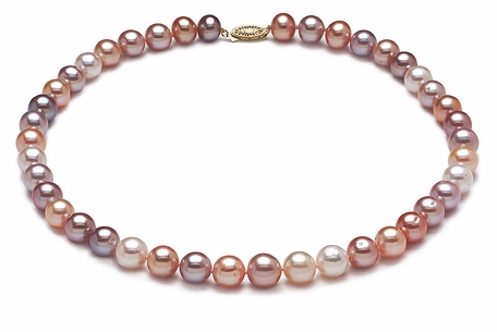 AAA 9 x 10mm Multicolor Pearl Necklace