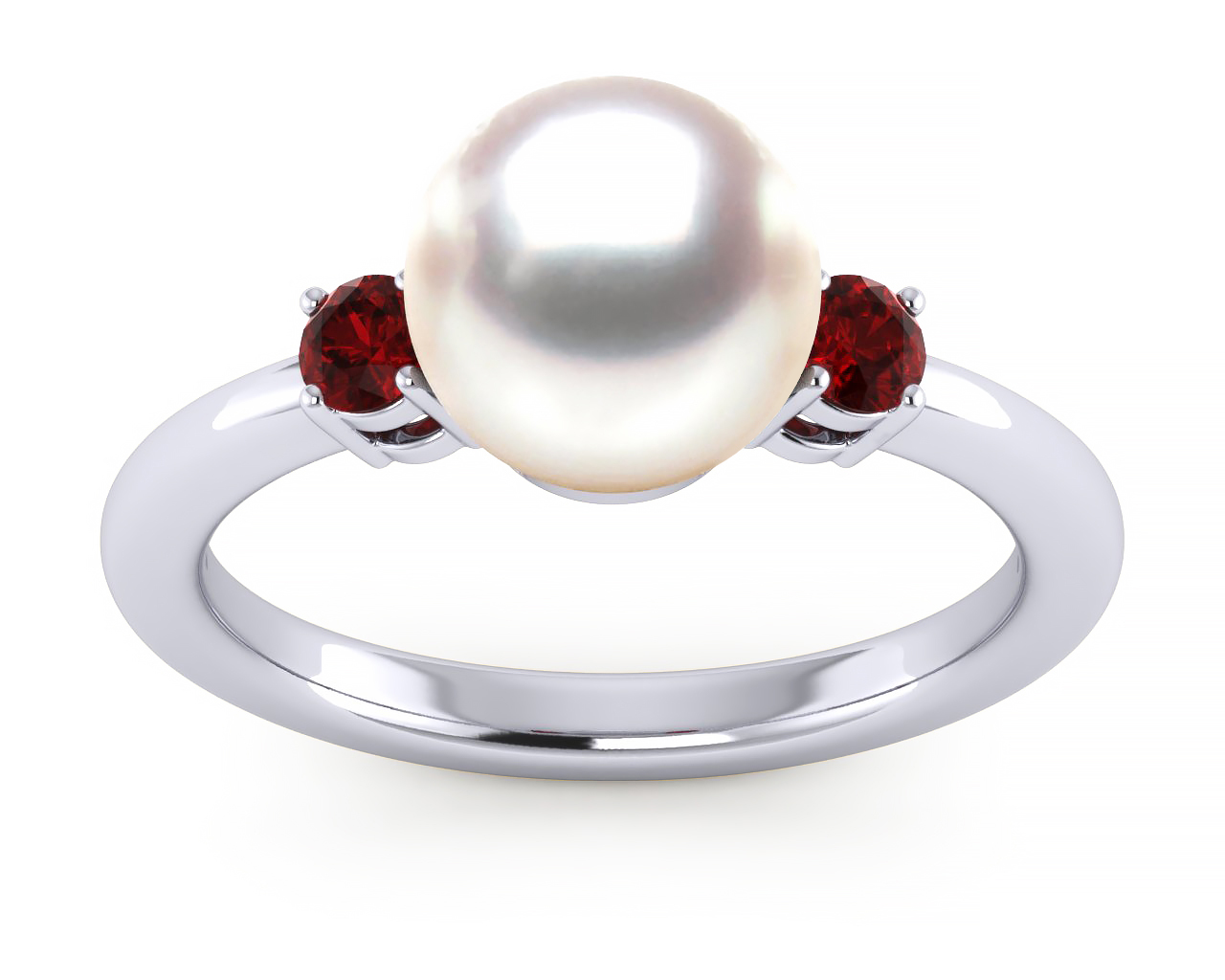 Akoya Pearl Rose Grace Ring with Rubies