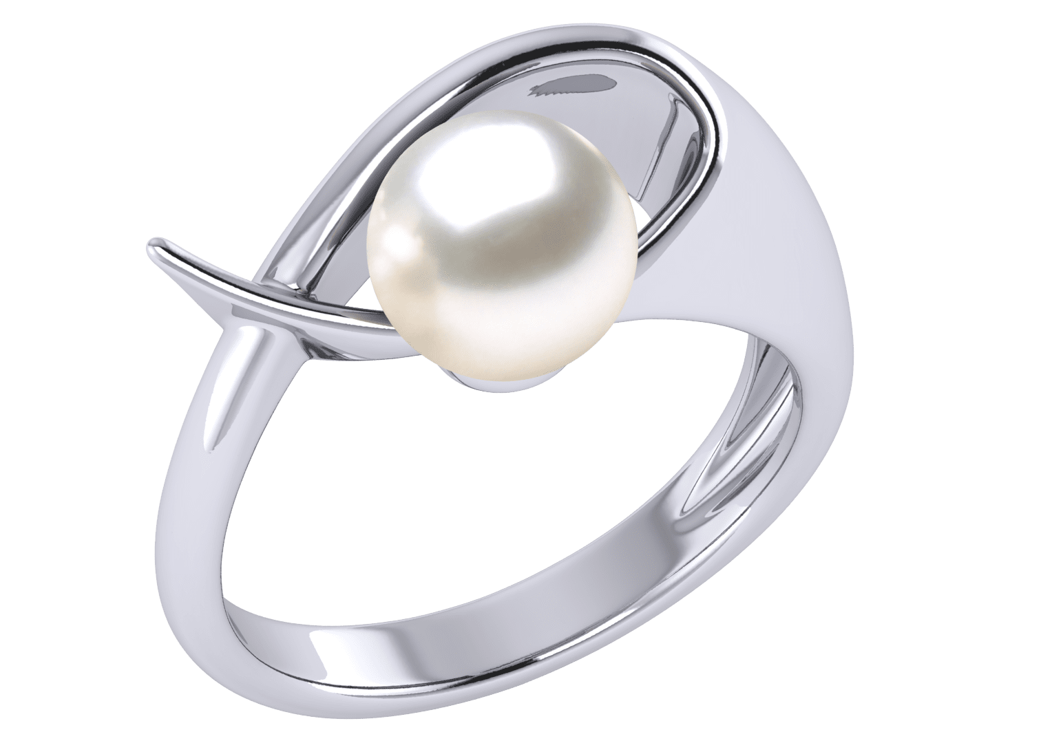 Anglefish a Japanese Akoya Cultured Pearl Ring