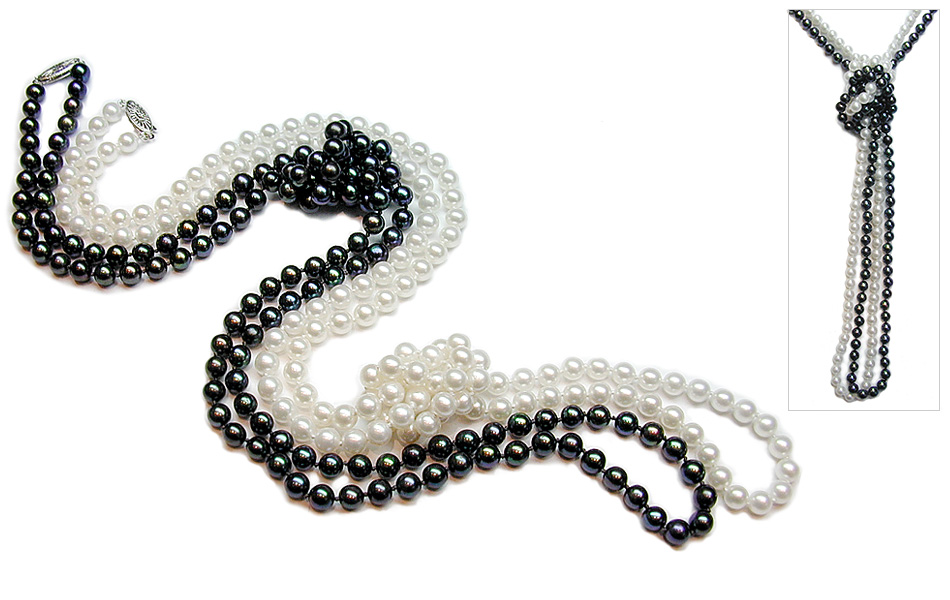 Black and White Tie Freshwater Necklace
