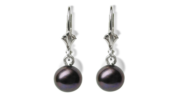 Black Pearl Dangle a Freshwater Cultured Pearl Earring