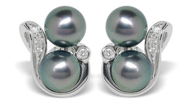 Black Pearl Earring Mora Akoya Cultured