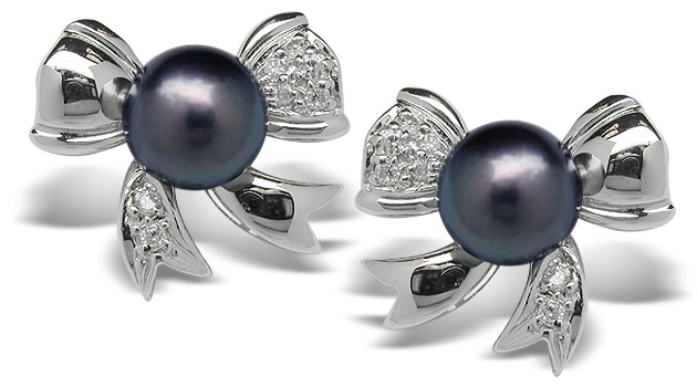 Black Pearl Earring Violet Akoya Cultured