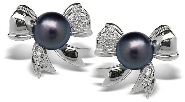 Black Pearl Earring Violet Akoya Cultured