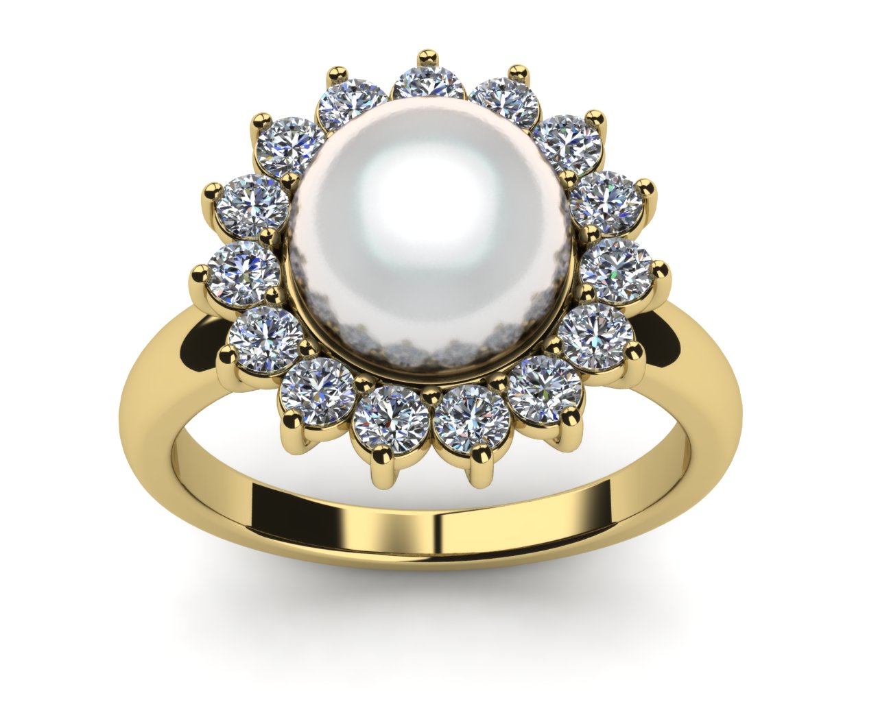 Brilliant Flower a Japanese Akoya Cultured Pearl and Diamond Ring