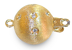 Brush Finish Yellow Gold Diamond Ball Clasp