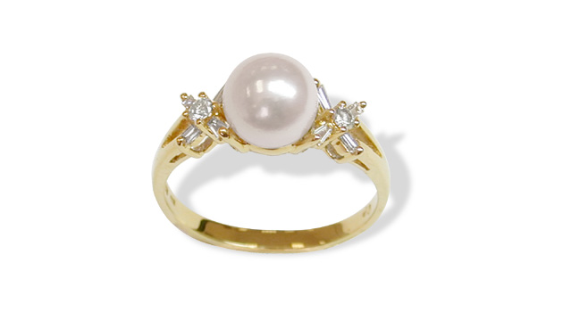 Butterfly a Japanese Akoya Cultured Pearl and Diamond Ring