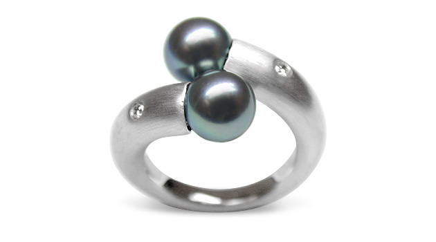 Camille a Black Pearl Ring Japanese Akoya Cultured