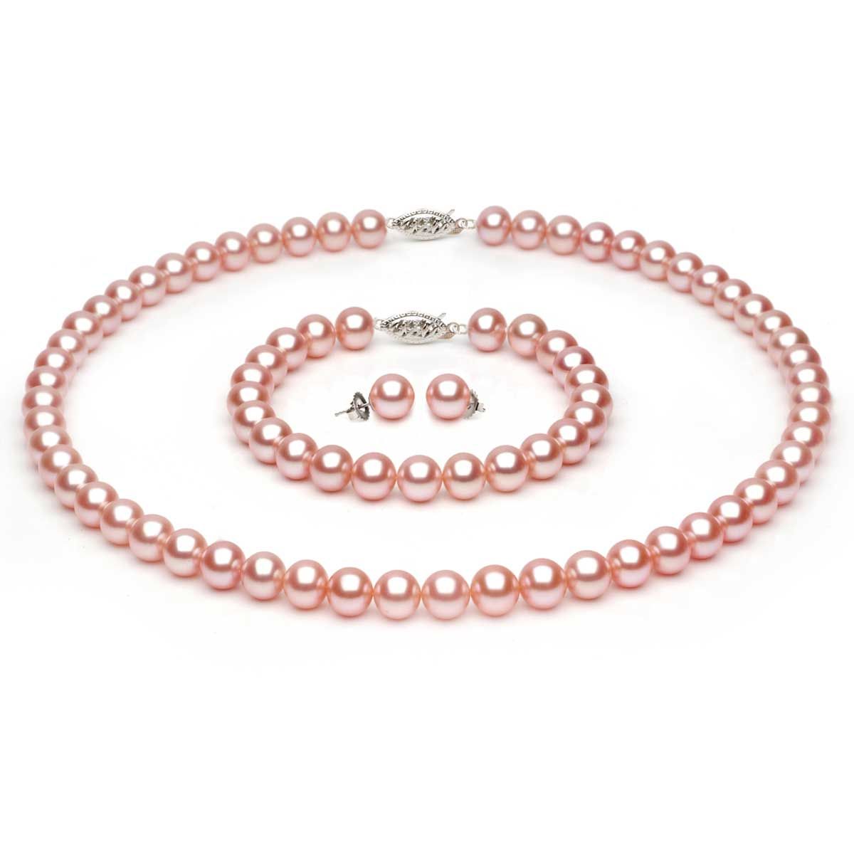 Complete set of AAA Quality 6.5-7.0 mm Peach Freshwater Pearls