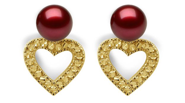 Cranberry Heart Dangle Earrings