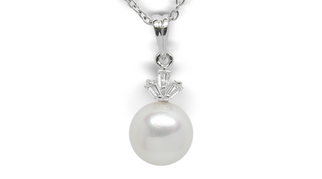 Crystal a Japanese Akoya Cultured Pearl Pendant
