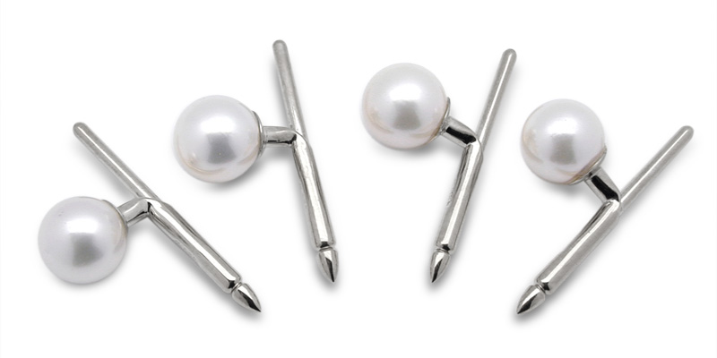 Cuff Link Buttons - Japanese Akoya Cultured Pearl - 14K Gold