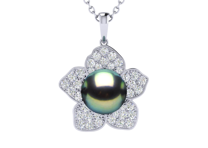 Daffodil a Black Tahitian Pearl Pendant