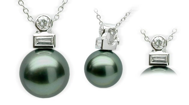 Deco a Black Tahitian South Sea Cultured Pearl Pendant