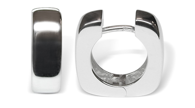 Deco Hoop 14K White Gold Earrings