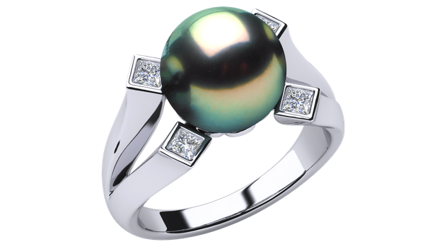 Diva a Black Tahitian Cultured Pearl Ring