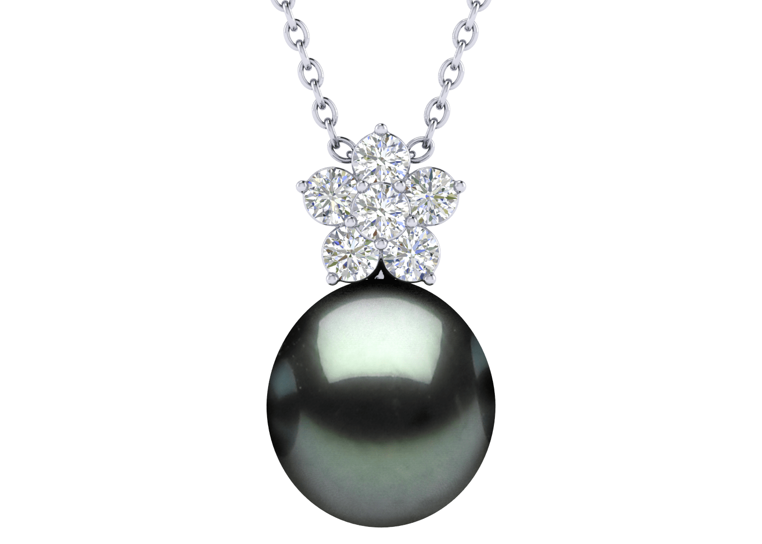 Flora Black Tahitian Drop Pearl Pendant