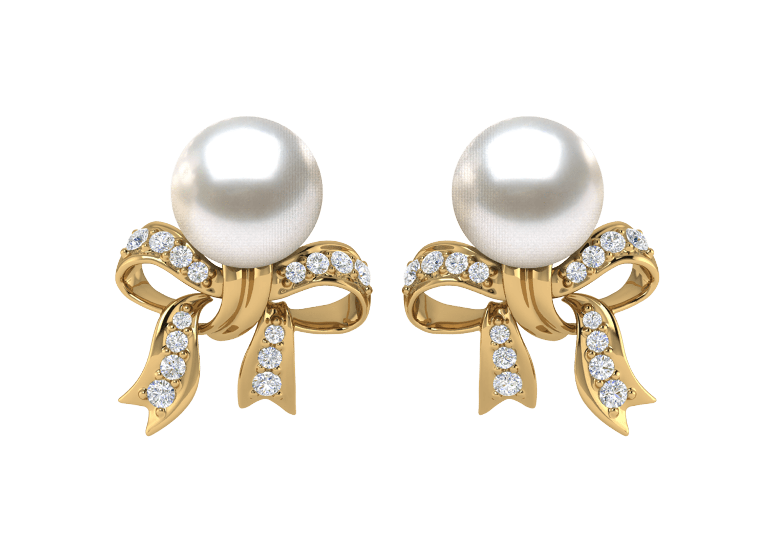 French Bow a Japanese Akoya Cultured Pearl Earring