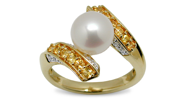 Golden Muse a Japanese Akoya Cultured Pearl Ring