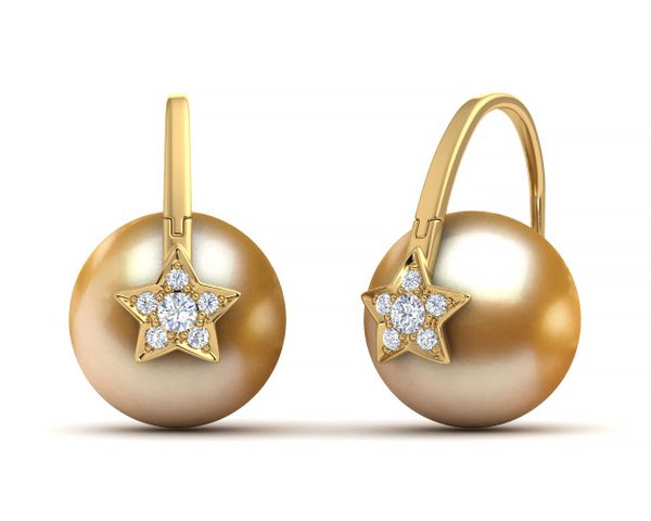 Golden Pearl Arc De Triomphe Shooting Star Earring