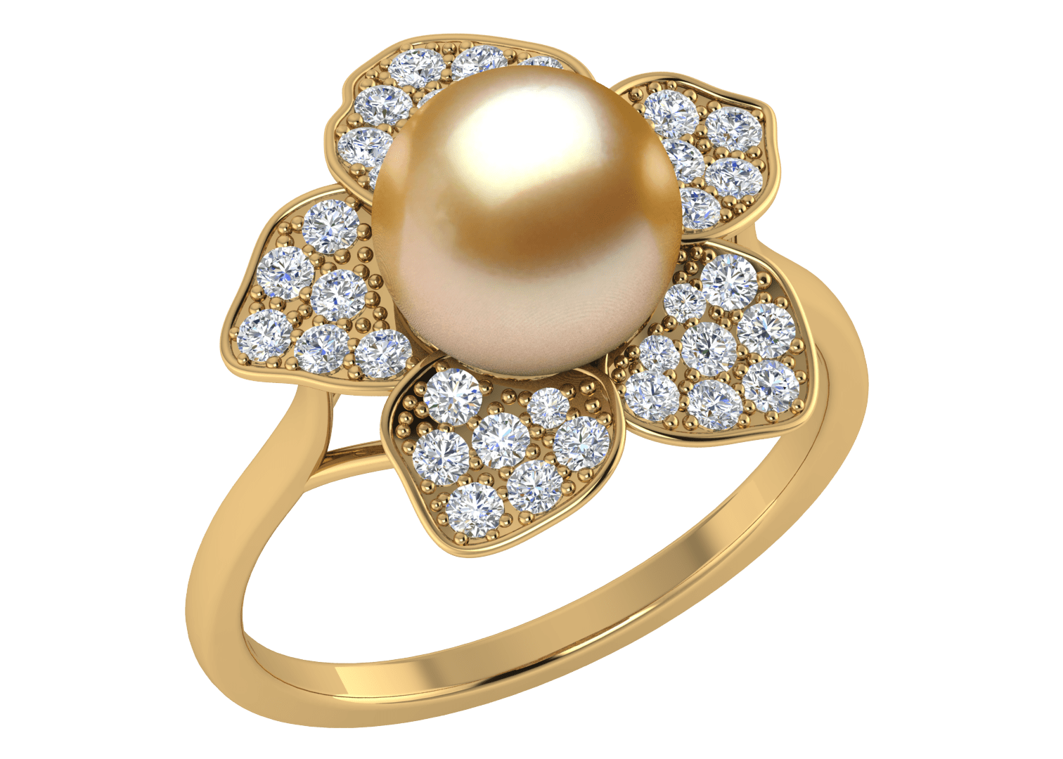 Golden South Sea Pearl Ring Daffodil Style