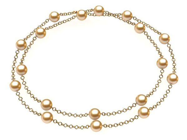 Golden & White South Sea Pearl 32 Inch Tin Cup Necklace
