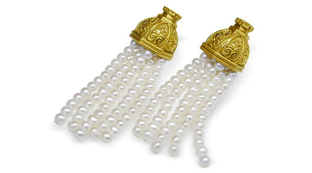 Greek I a Byzantine Style Tassel Freshwater Cultured Pearl Earring