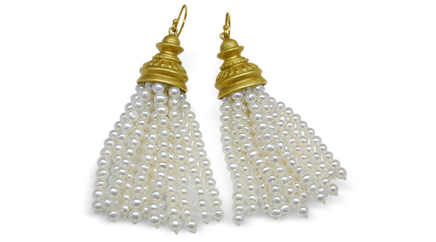 Greek II a Byzantine Style Tassel Freshwater Cultured Pearl Earring