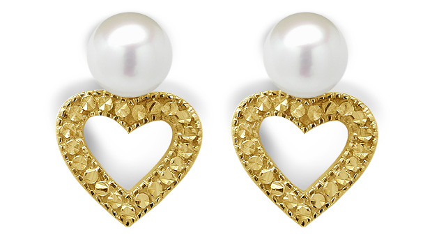 Heart Dangle Japanese Akoya Cultured Pearl Earring