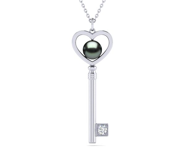 Key To Her Heart Pearl Gemstone Pendant
