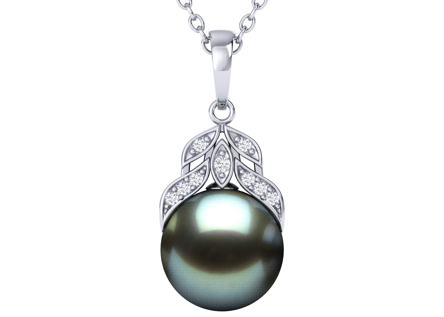 Leaf a Black Tahitian Cultured Pearl Pendant