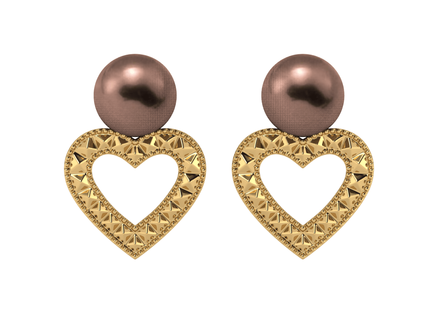 Mocha Heart Dangle Earrings