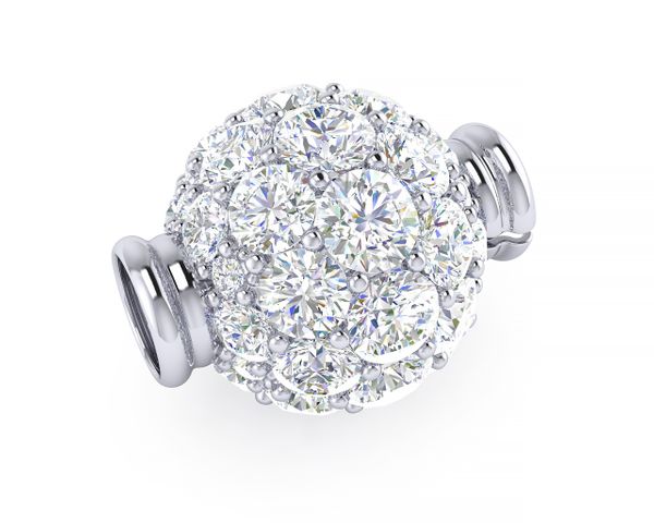 Multi Size Diamond Ball Clasp in White Gold