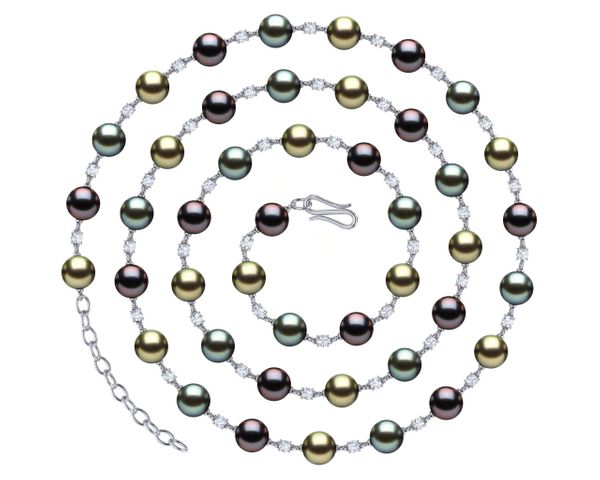 Multicolor Pearl and Diamond Timeless 36 Inch Necklace