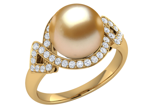 Odella a Golden South Sea Cultured Pearl Ring
