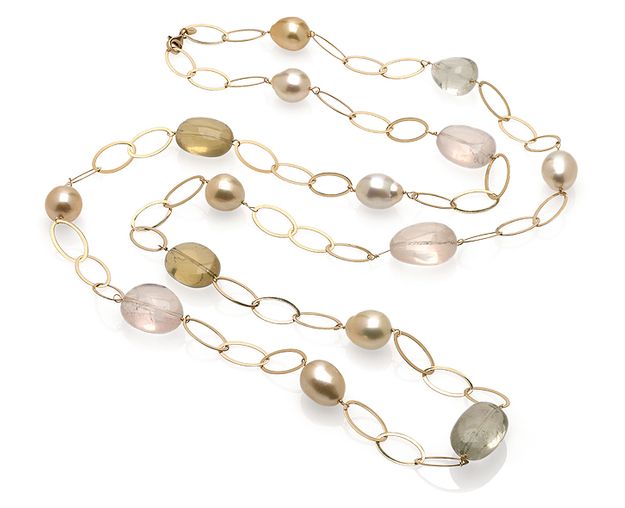 Opera Tin Cup Pearl Necklace