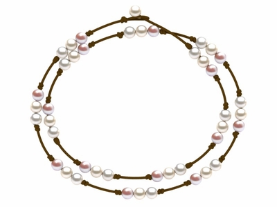 Pearl and Leather St. Barts Triple Pearl Lariat