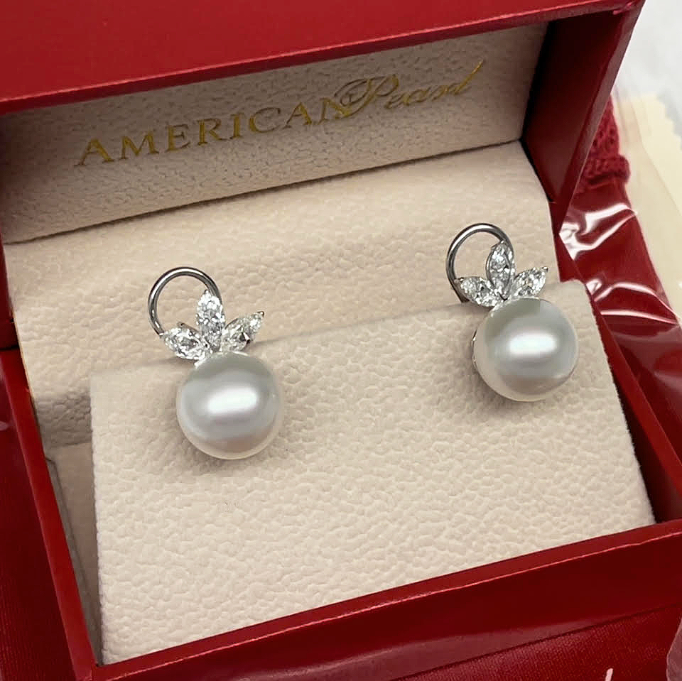 12mm South Sea Cultured Pearl & Diamond Tiara Earring