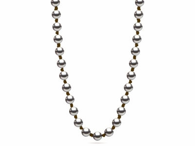 Pearl Leather St. Barts Necklace Grey Pearls